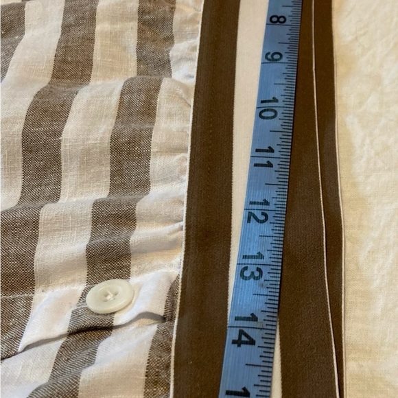 J Jill Love  100% Linen Brown and White Striped Midi Pull Up Skirt - Picture 4 of 8